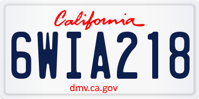 CA license plate 6WIA218