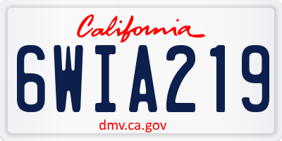 CA license plate 6WIA219