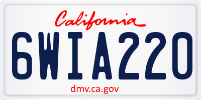 CA license plate 6WIA220