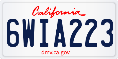 CA license plate 6WIA223