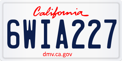 CA license plate 6WIA227