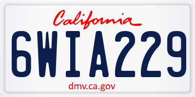 CA license plate 6WIA229