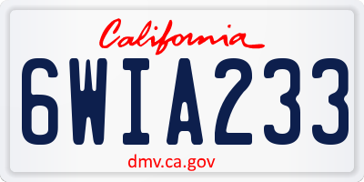 CA license plate 6WIA233
