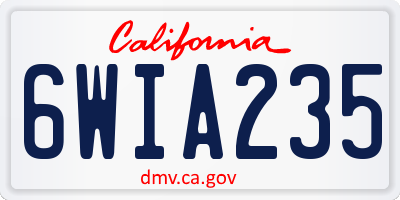 CA license plate 6WIA235