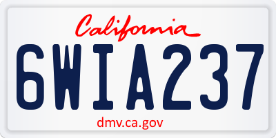 CA license plate 6WIA237