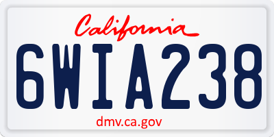 CA license plate 6WIA238