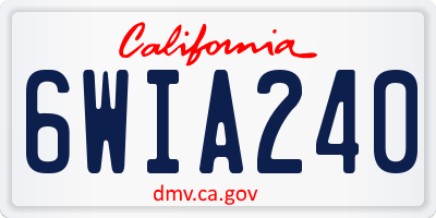CA license plate 6WIA240