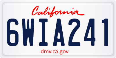 CA license plate 6WIA241