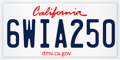 CA license plate 6WIA250