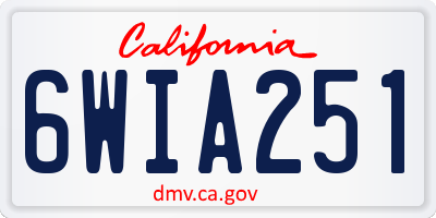 CA license plate 6WIA251