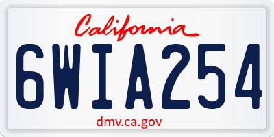 CA license plate 6WIA254