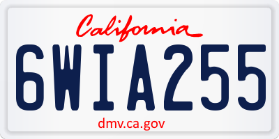 CA license plate 6WIA255