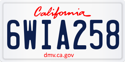 CA license plate 6WIA258