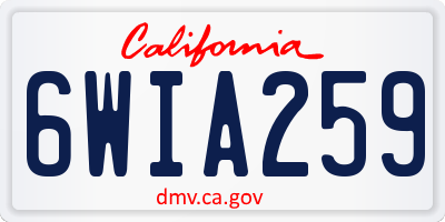 CA license plate 6WIA259