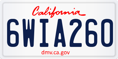 CA license plate 6WIA260