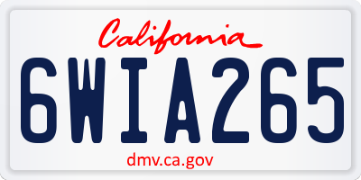 CA license plate 6WIA265
