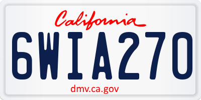 CA license plate 6WIA270