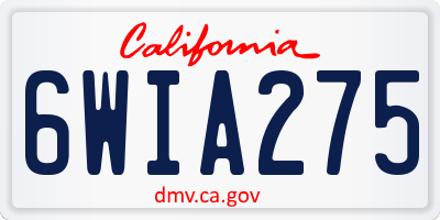 CA license plate 6WIA275