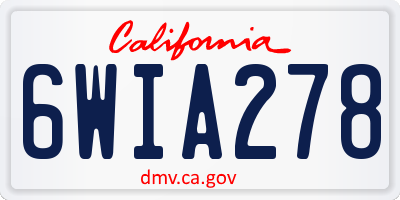 CA license plate 6WIA278