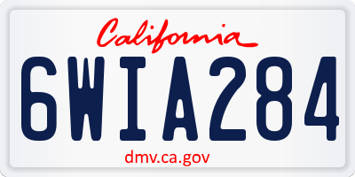CA license plate 6WIA284