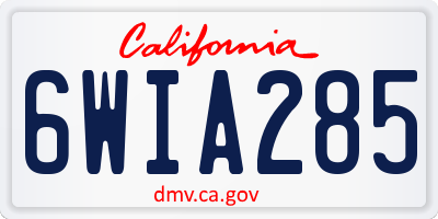 CA license plate 6WIA285