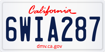 CA license plate 6WIA287
