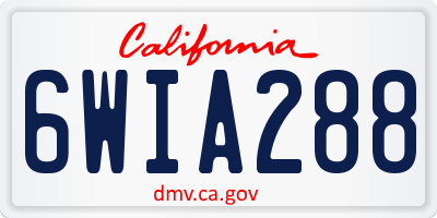 CA license plate 6WIA288