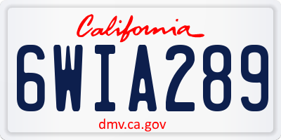 CA license plate 6WIA289