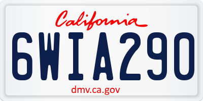 CA license plate 6WIA290