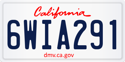 CA license plate 6WIA291