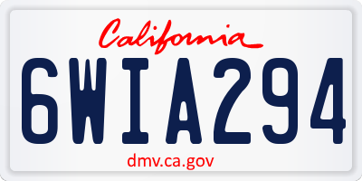 CA license plate 6WIA294