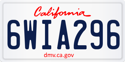 CA license plate 6WIA296