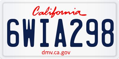 CA license plate 6WIA298