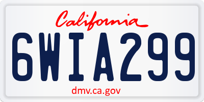 CA license plate 6WIA299