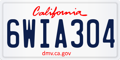 CA license plate 6WIA304