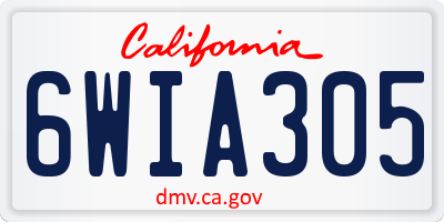 CA license plate 6WIA305
