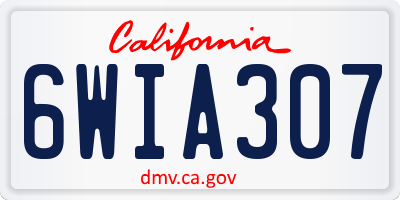 CA license plate 6WIA307