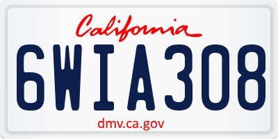 CA license plate 6WIA308