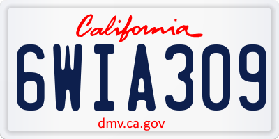 CA license plate 6WIA309
