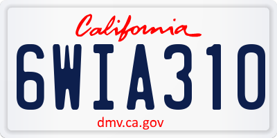 CA license plate 6WIA310