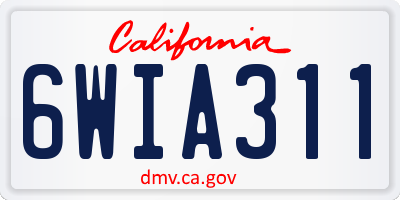CA license plate 6WIA311