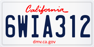 CA license plate 6WIA312