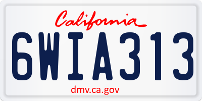 CA license plate 6WIA313