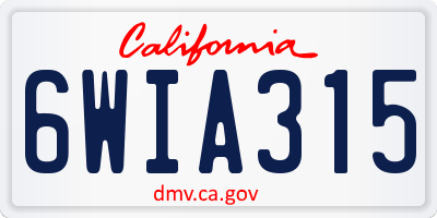 CA license plate 6WIA315
