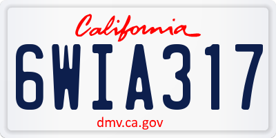 CA license plate 6WIA317