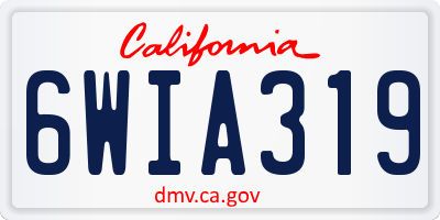 CA license plate 6WIA319