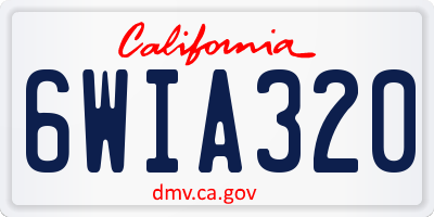 CA license plate 6WIA320