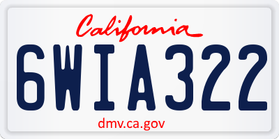 CA license plate 6WIA322