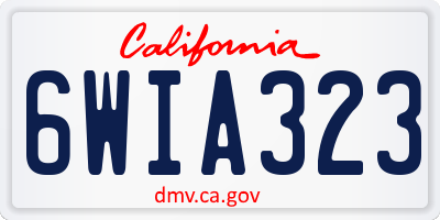 CA license plate 6WIA323