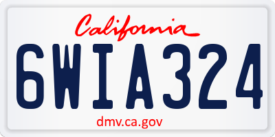 CA license plate 6WIA324